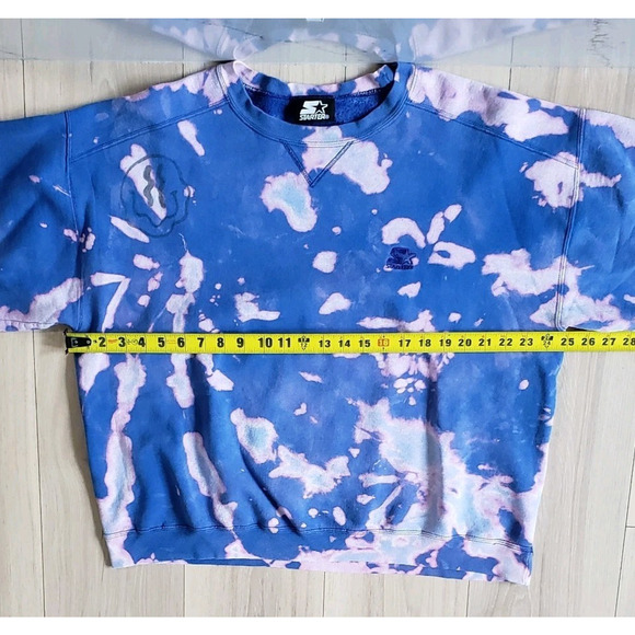 VTG Starter Crewneck Sweatshirt XL TieDye Purple Blue 90s USA Made Rare Pullover - Picture 4 of 5